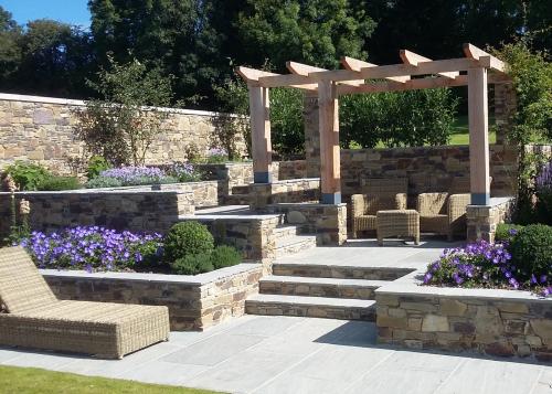 private landscaping project with stone